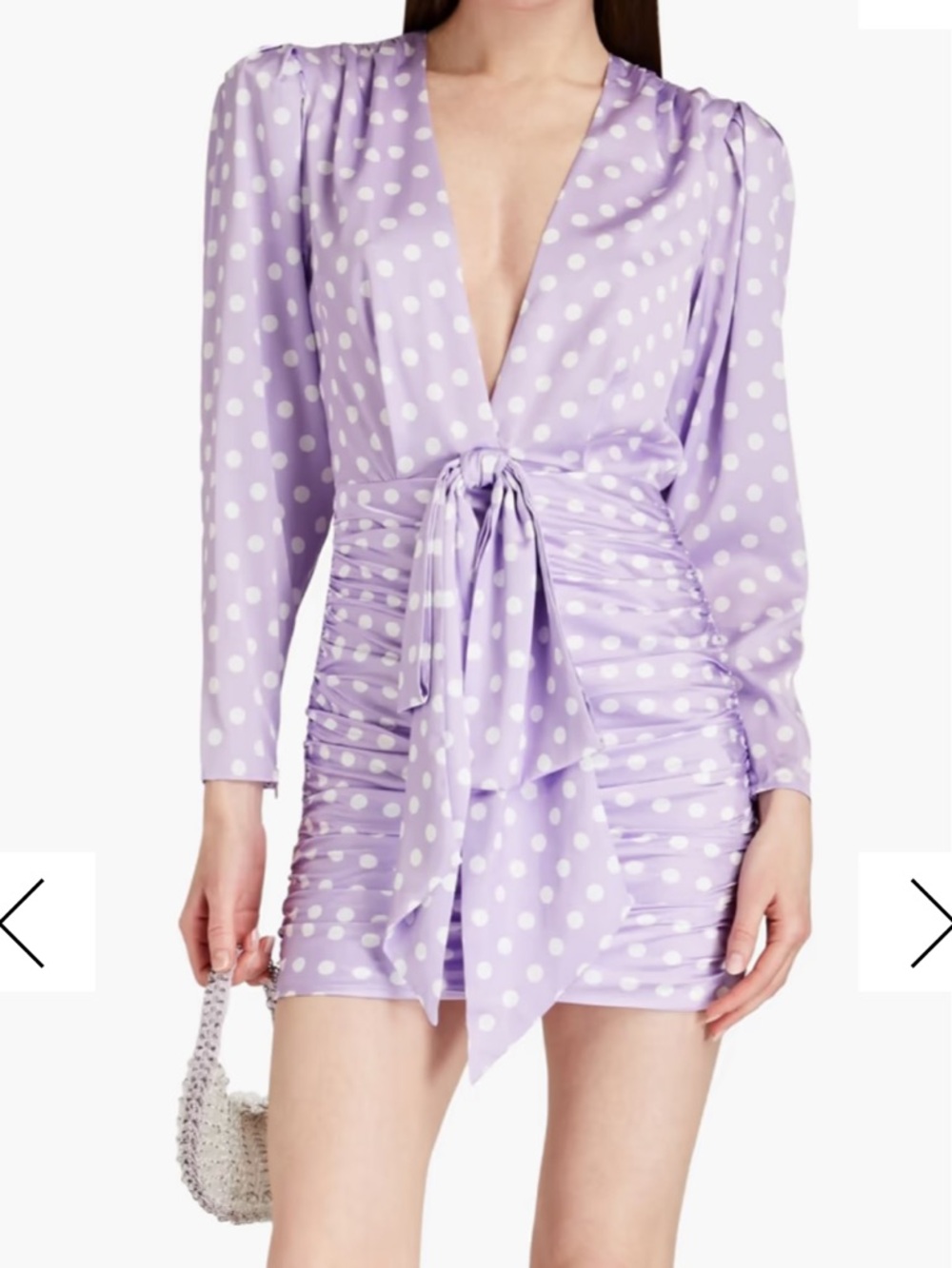 RONNY KOBO
Lyric ruched polka-dot satin mini dress